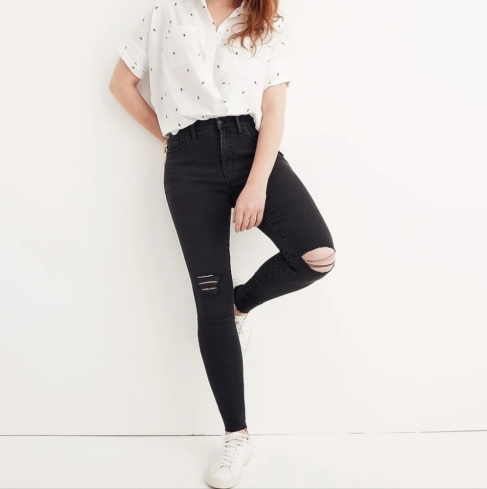 Madewell $128 9" Mid-Rise Skinny Jeans in Black Sea‎ size 25 NWT H2230
